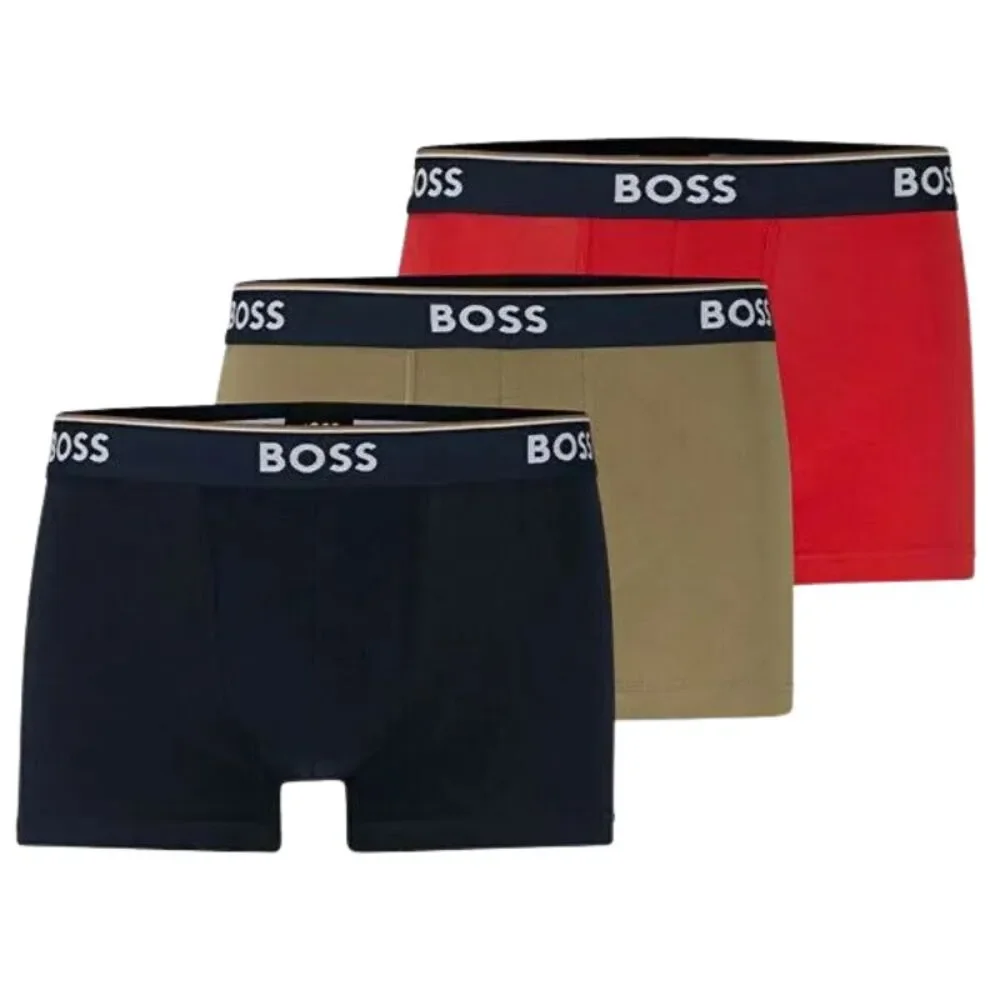 HUGO BOSS Mens Boxer Briefs 3-Pack Small Power Trunk Cotton Stretch Logo